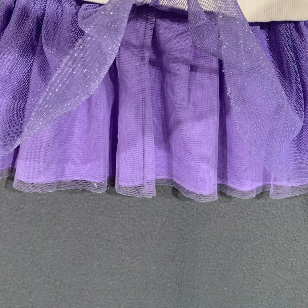 Childrens Place Tutu Dress Girls 18-24M Cream Lace Purple Glitter Tulle Skirt